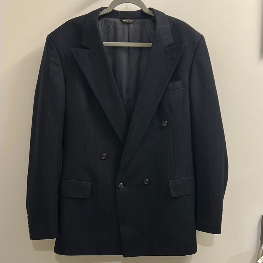 Bill Blass 100% Wool Navy Pinstripe Blazer